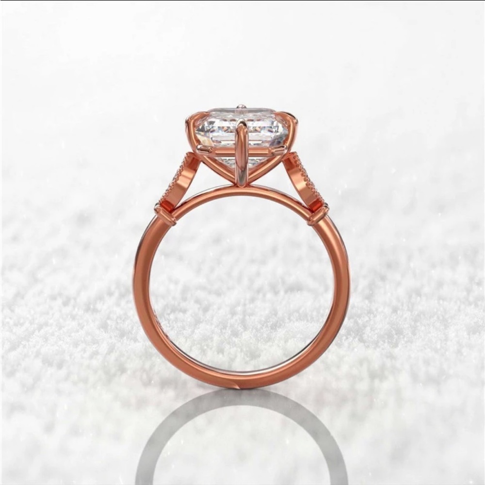 Wedding Bands Engagement Rings ROSE GOLD PLATED DIAMOND RING - Picture 2 of 4
